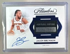 Jalen Brunson 2024 Panini Flawless Blue Horizontal GU Laundry Tag Patch Auto 3/3