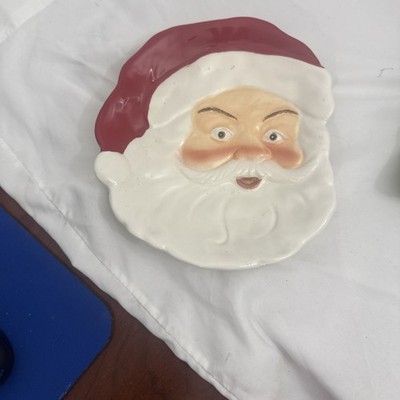 8 In Santa Head Candy Dish Or Small Serving Dish.  Red And White