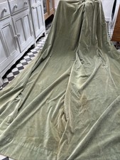 Vintage Cotton Velvet Curtains, Sage Green, XXLONG, 44" W x 103" L