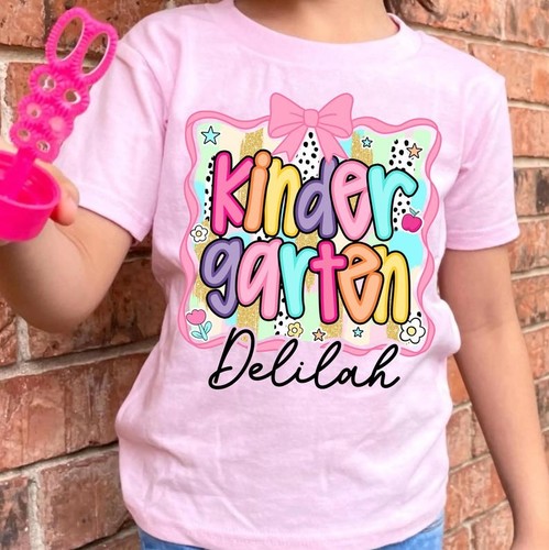 Preppy Coquette Back to School Shirt for Girls, Custom Name First Day Tee - Picture 3 of 9