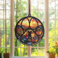 Custom Dog Memorial Paw Suncatcher, Personalized Breed Name Dog Loss Gift