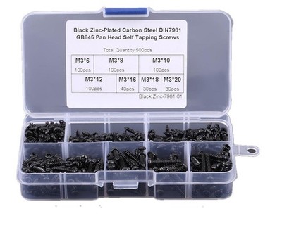 500pcs M3/3mm Diameter Phillips Pan Head Screws Self Tapping Drilling Screws Ass