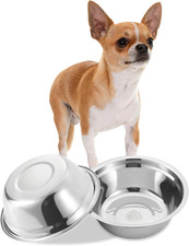 Stainless Steel Small Dog Food Bowls, Set of 2 Outer Dia. 5.4 in Replacement Dog