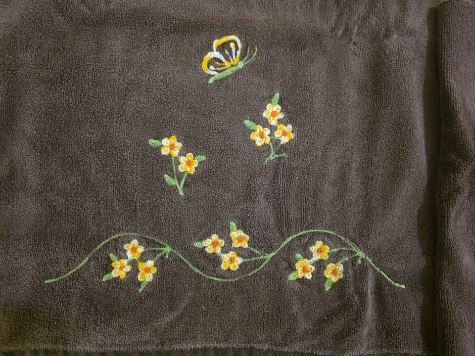 Toalla de baño vintage Fieldcrest marrón mariposa floral juego de 5 piezas algodón mcm retro EE. UU. Foto 2 de 4