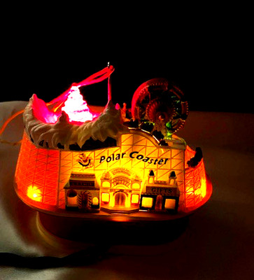 Polar Coaster Merri-go-round Hallmark Lightup Noise Ornament 2003