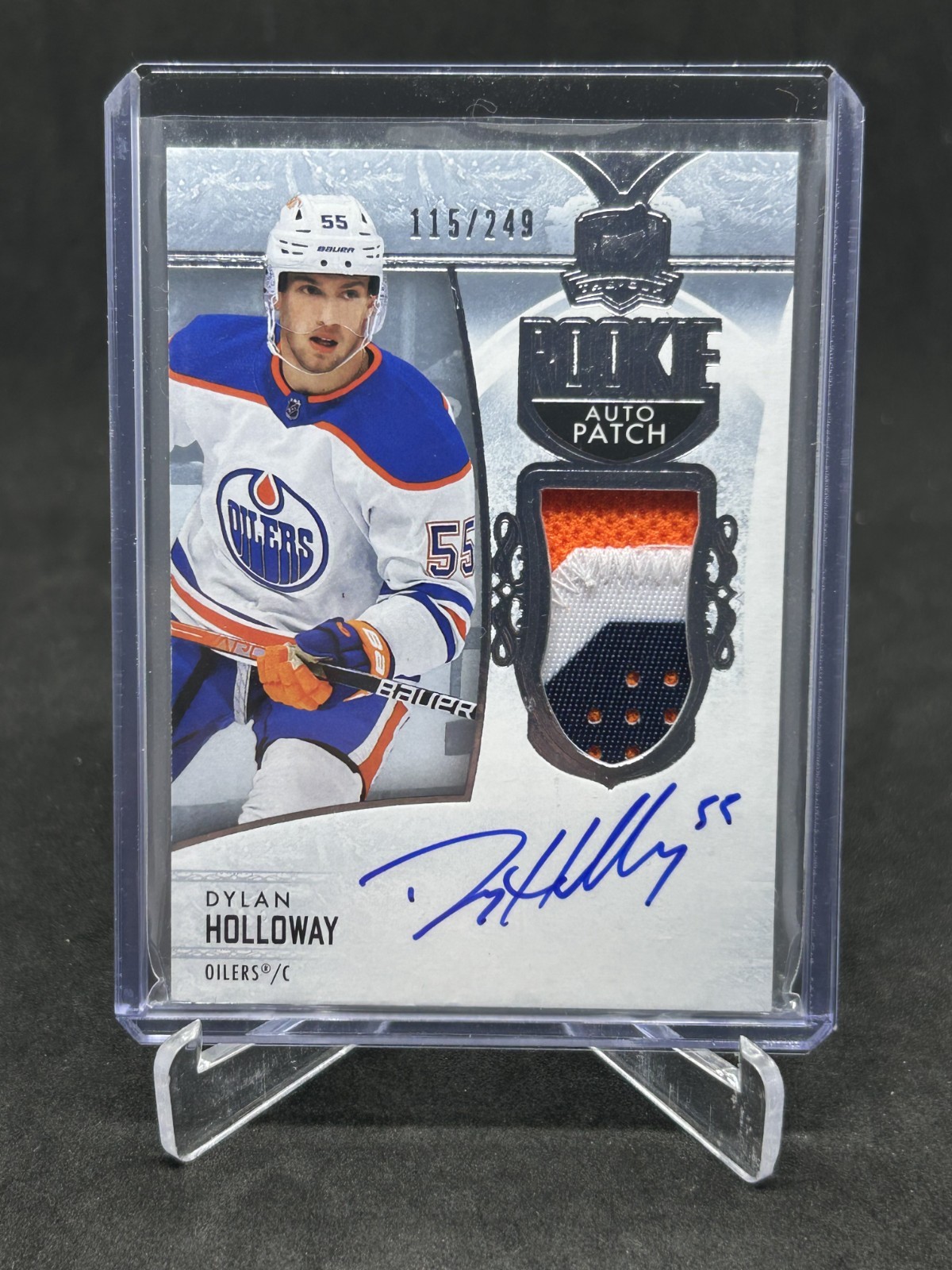 2022-23 Upper Deck The Cup Dylan Holloway Rookie Patch Auto /249 #131 Oilers