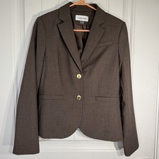 Calvin Klein Brown One Button Blazer Women's Size 6 Career Office Jacket