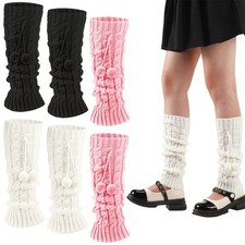 3 Pairs Kawaii Winter Knitted Japanese Style Leg Warmers Knee High Loose Sock...