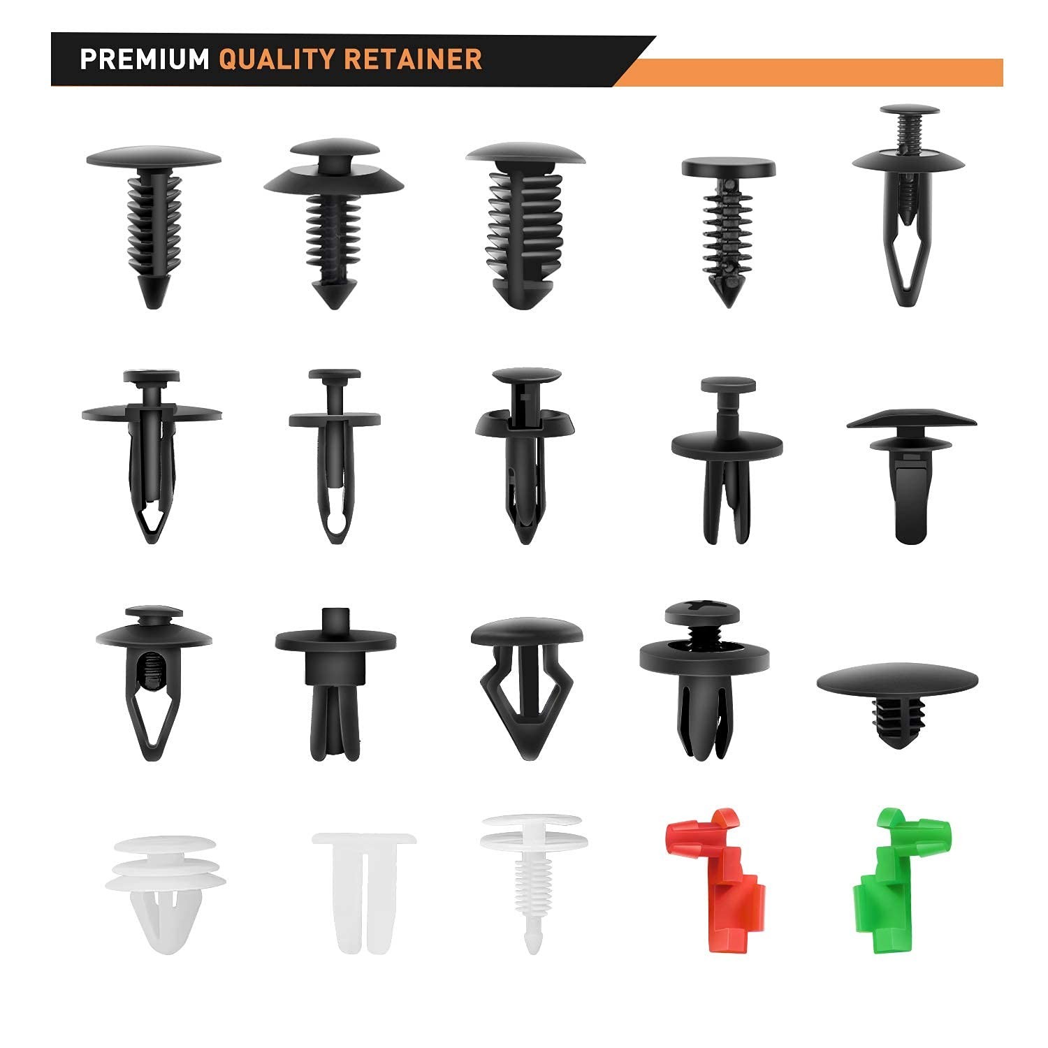 GOOACC 425 Pcs Car Body Retainer Clips Set Tailgate Handle Rod Clip Fastener