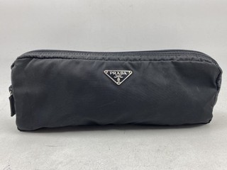 Prada Black Vintage Nylon Cosmetic Pouch Makeup Case Made in Italy