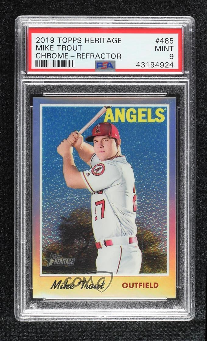 2019 Topps Heritage Chrome Refractor /570 Mike Trout #THC-485 PSA 9 MINT