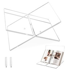 Acrylic Book Stand, Large 12.5" x 9.8" x 6.3  Acrylic Book Holder, 2-in-1 Clea...