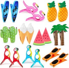 20 Pcs Beach Towel Clips Beach Chair Clips for Towels Flamingo Parrot Clothes