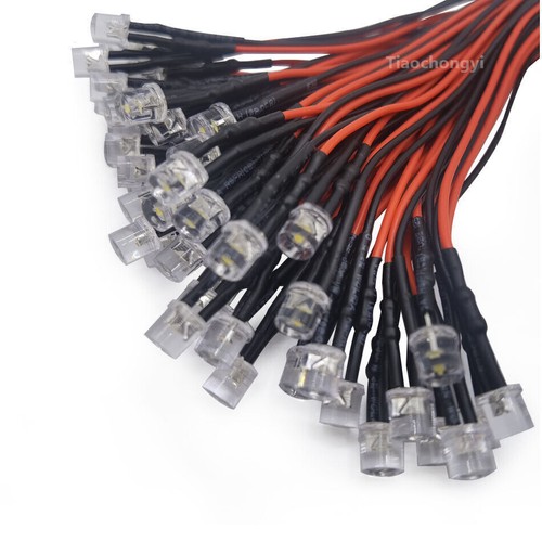 DC12-24V 3mm 5mm Pre-wired Flat Top LEDs DIP Emitting Diode White Red Green Blue - Afbeelding 4 van 13