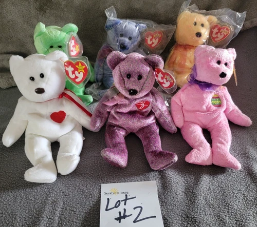 Ty Beanie Babies Bear LOT of 6 Vintage ~ Great Condition All w NICE TAGS