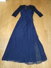 La Femme Navy Blue Ruched Twist Column Gown Dress Size 8
