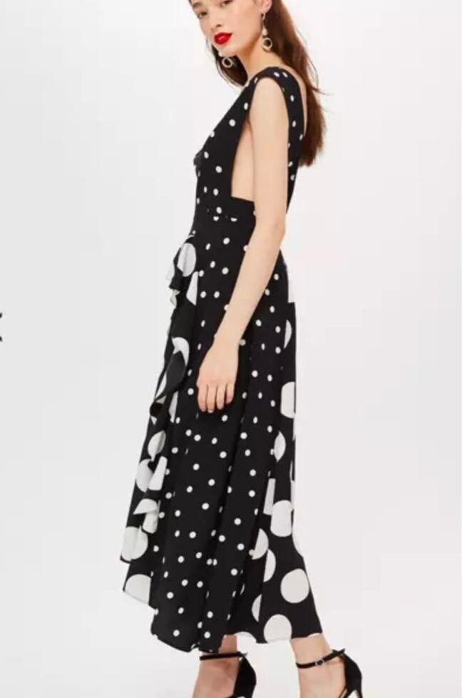 Evening Gowns Topshop Polka Dot Pinafore Dress Topshop Black White