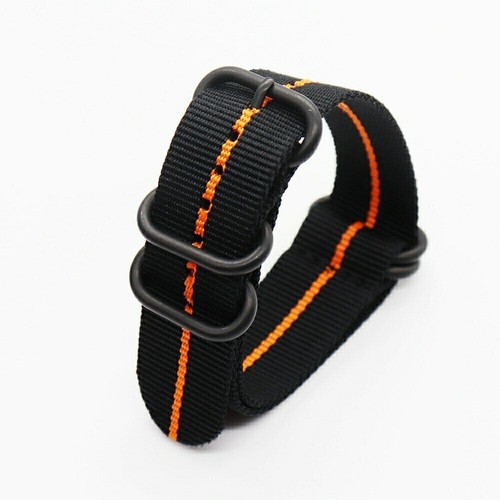 20mm 22mm Woven Nylon Watch Strap 18mm 24mm Black Ring Buckle Fabric Watch Band - Picture 21 of 26