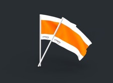 Schneepflug Warnfahne mit Holz- UND Kunststoffstab 2er Set 50 x 50 cm Warnflagge