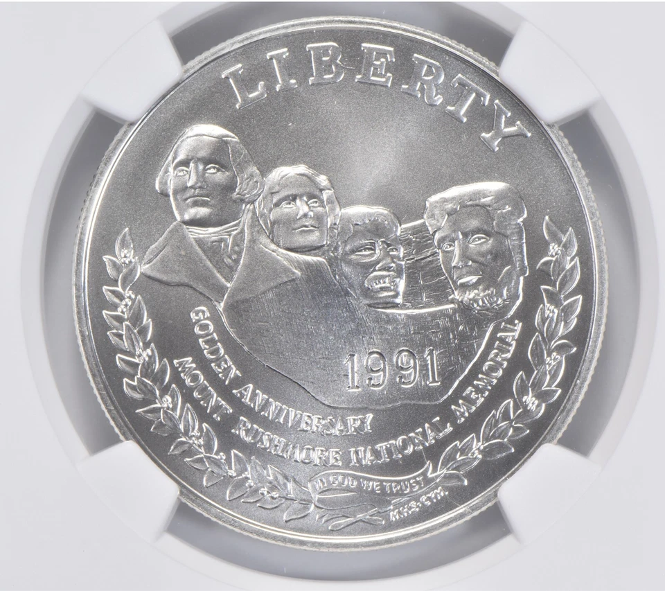 1991 P Mount Rushmore Commemorative Silver Dollar NGC MS70 - Image 3 of 4