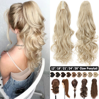 Extra Thick Claw Ponytail Hair Piece Clip Extension Real As Human Pony Tail Lady