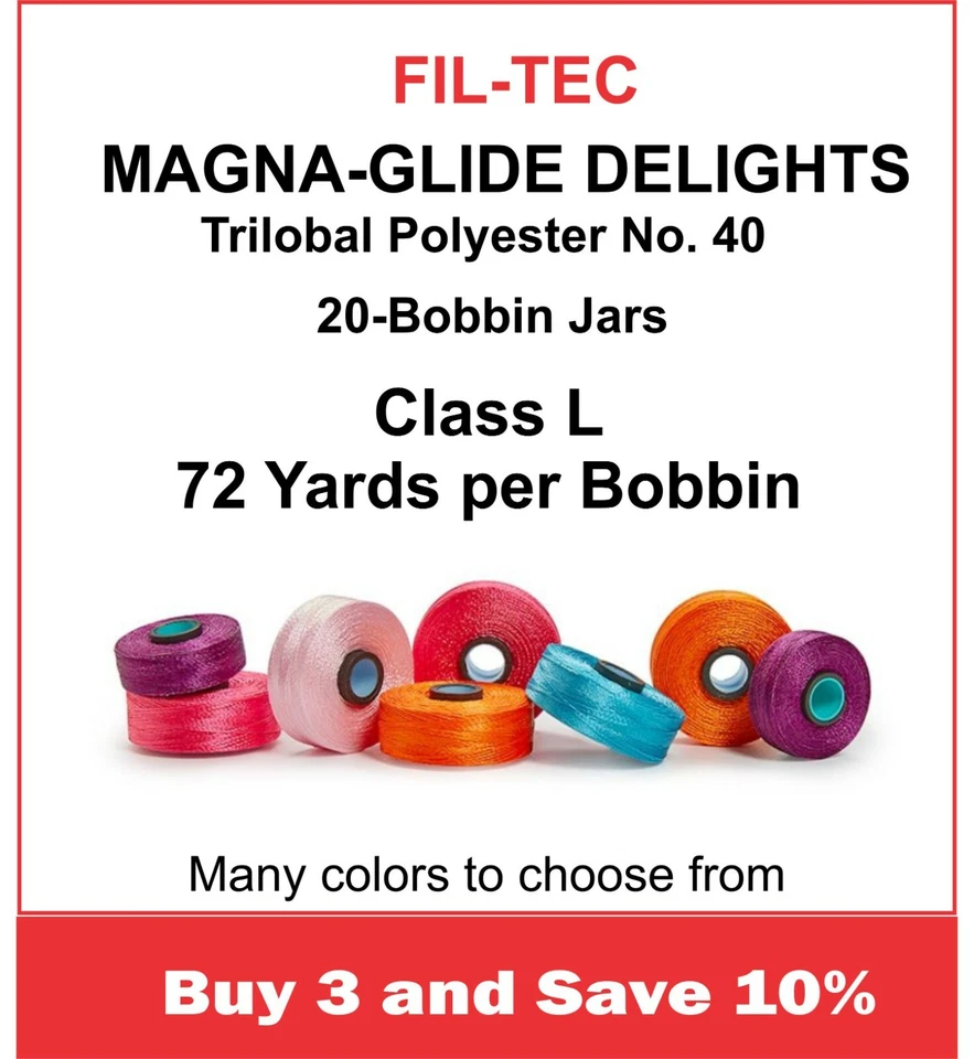 Fil-Tec, Magna-Glide Delights Bobbins, Jar of 20, Class L, 72 Yds - Image 2 of 4
