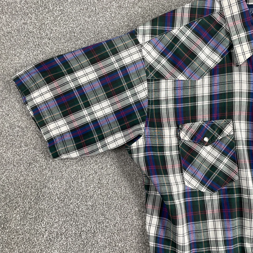 Camisa Wrangler VINTAGE 17.5 Multicolor Brushpopper Western Cowboy X Cauda Longa - Imagem 3 de 4