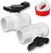 1-1/2" PVC Ball Valve 2-Pack , Shut-Off Ball Valve Threaded NPT with Easy