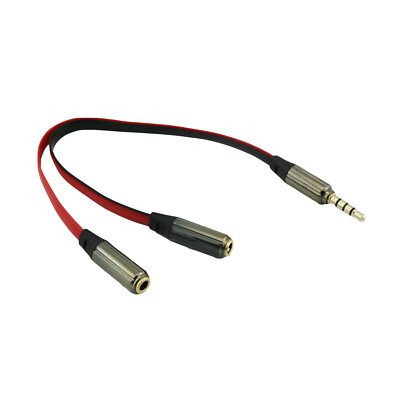 1x 3.5mm 1 Male To 2 Female Aux Headphone Stereo Audio Splitter Flat Lead Cable