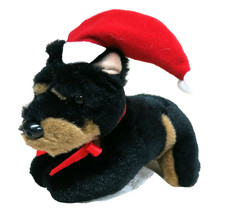 Rottweiler Santa Plush Dog Vintage Kids of America 8" Long 5" Tall