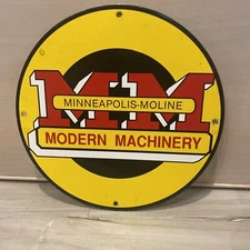 Minneapolis-Moline Modern Machinery 11.75" Porcelain Vintage Sign Farming