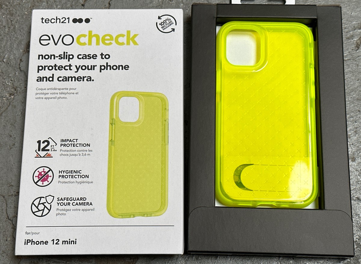 Tech21 EvoCheck for iPhone 12 mini Luminous Yellow with Impact Protection  8355