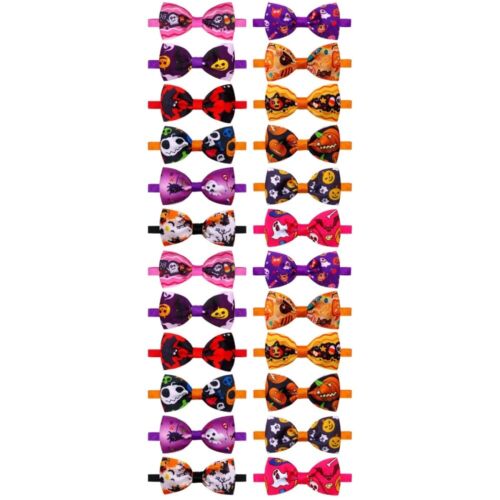  24 pièces cravates collier pour animaux de compagnie habiller mariage d'hiver chiot Halloween pour chiot - Photo 1/12