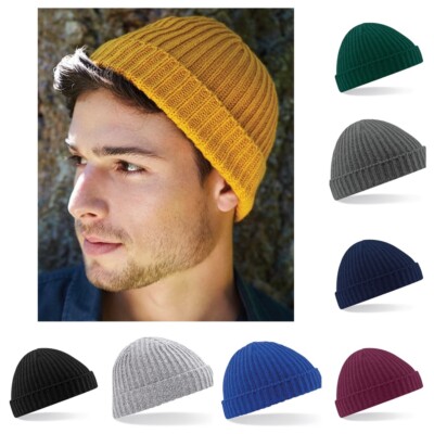 Beechfield Trawler Beanie CB460 Herren Fischermütze Strickmütze Wintermütze