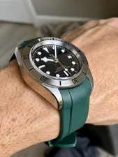 22mm GREEN Vulcanized Rubber Strap Band PERFECT FIT on TUDOR Black Bay Watches