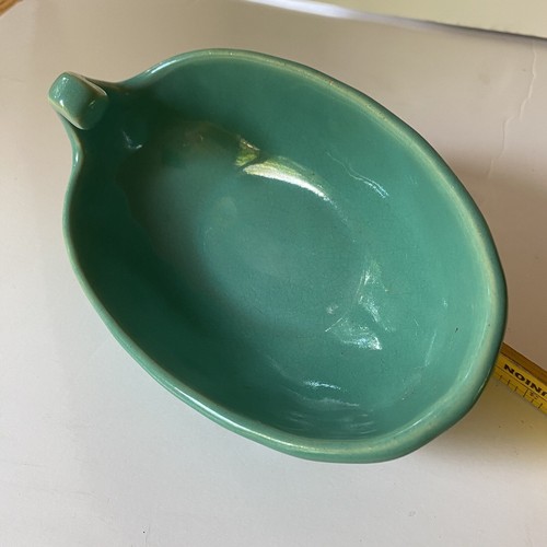 Piatto vintage Bauer Pottery Swirl Jade verde sottaceto anni 30-50 California USA - Foto 2 di 9