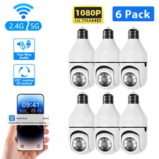 6PCS 360° 2K IP E27 Light Mini Camera Wi-Fi IR Night Smart Home 2-Way Audio