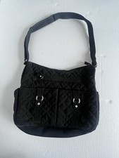 Vera Bradley Black Quilted Messenger Baby Diaper Bag Purse Zebra Lining
