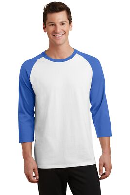 Port & Company Mens 3/4 Sleeve Core Blend  Raglan Crew Neck T-Shirt PC55RS