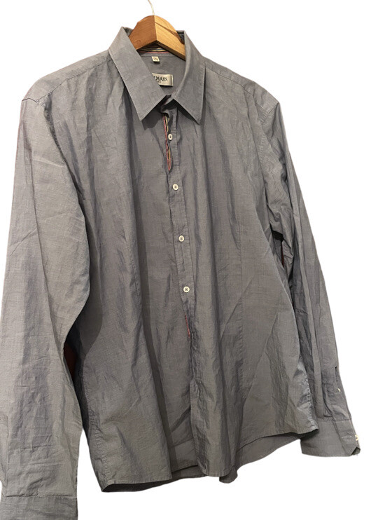 Vintage Balmain Paris Dress Shirt Sz L 41-42 Men Blue Button Down