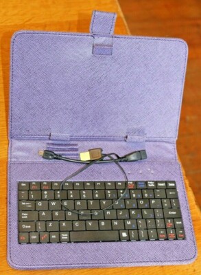 9 Zoll PU Leder Hülle Denim Effekt USB Tastatur Ständer für Android Tablet PC
