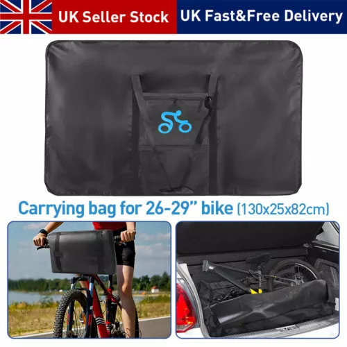 29" Folding Bike Bicycle Carrier Bag Carry Transport Travel Pouch Case Black UK - Picture 1 of 10