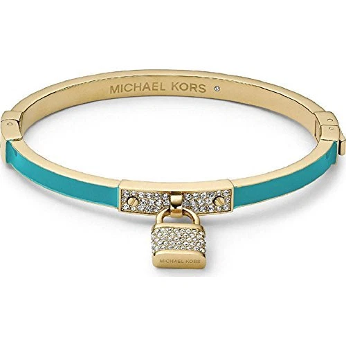 BRACCIALE BRACCIALE MICHAEL KORS TONO ORO TURCHESE SMALTO PAVIMENTAZIONE LUCCHETTO MKJ3303