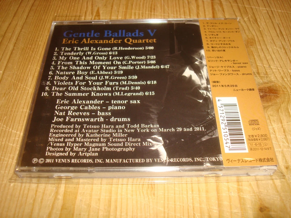 ERIC ALEXANDER Gentle Ballads V Audiophile VENUS JAPAN CD NEW Signed Signiert - Bild 2 von 3