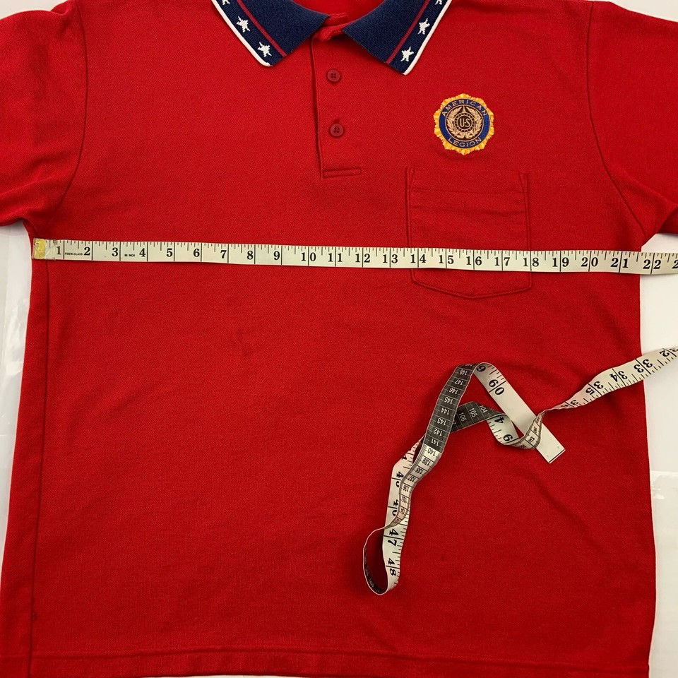 American Legion Mens Polo Shirt Large Red Blue Stars Patriotic USA eBay