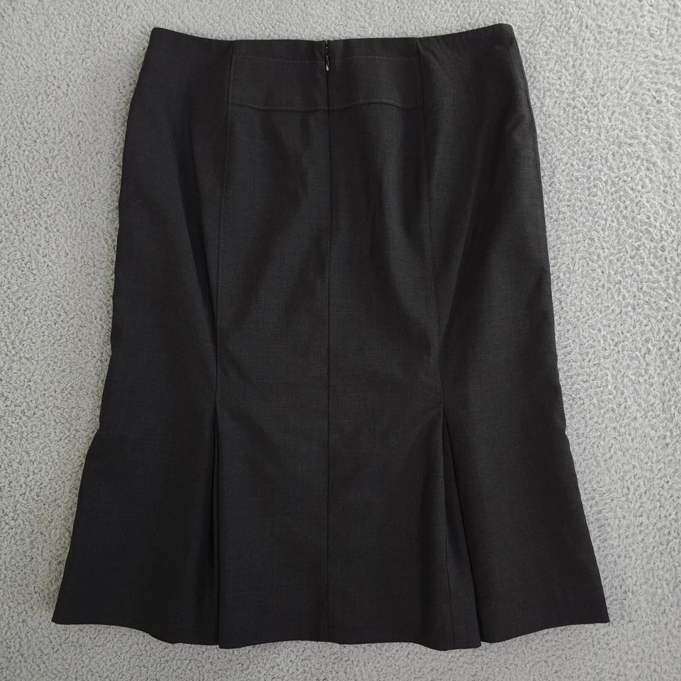 Falda Ann Taylor para mujer 8 gris oscuro plisada dobladillo debajo de la rodilla lana virgen elástica Foto 2 de 4