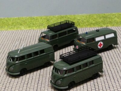 1/87 Brekina # 1912-1913 Set VW T1 2x + VW T2 2x Militär