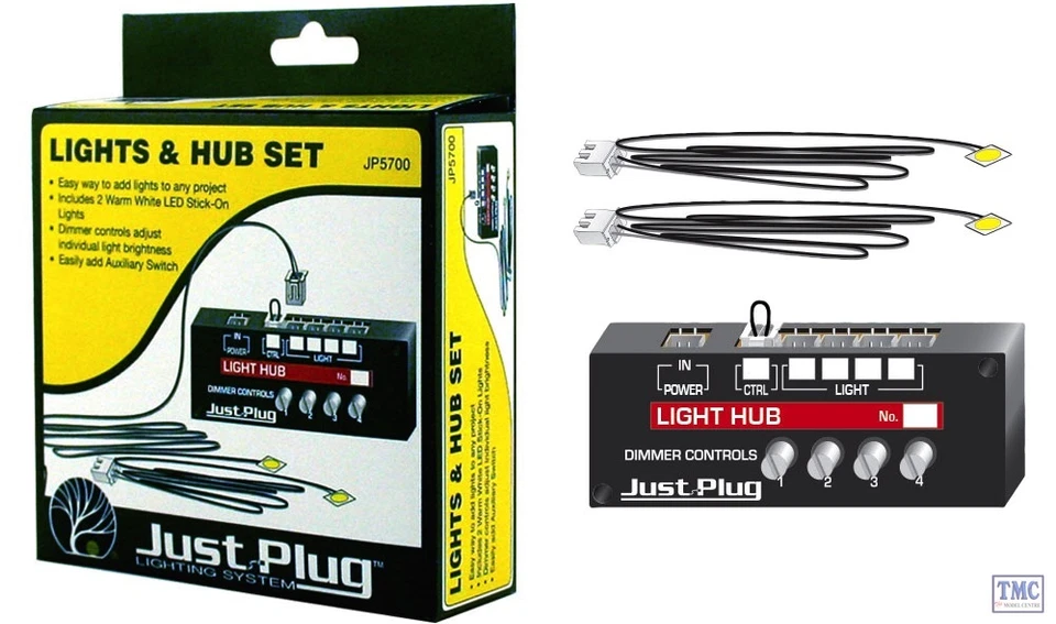 JP5700 Woodland Scenics Just Plug Lighting Sysytem Lights & Hub Set - Warm White