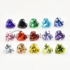 3x3-10x10mm Heart Cut 15pcs each color 1pcs ,Loose cubic Zirconia Stone