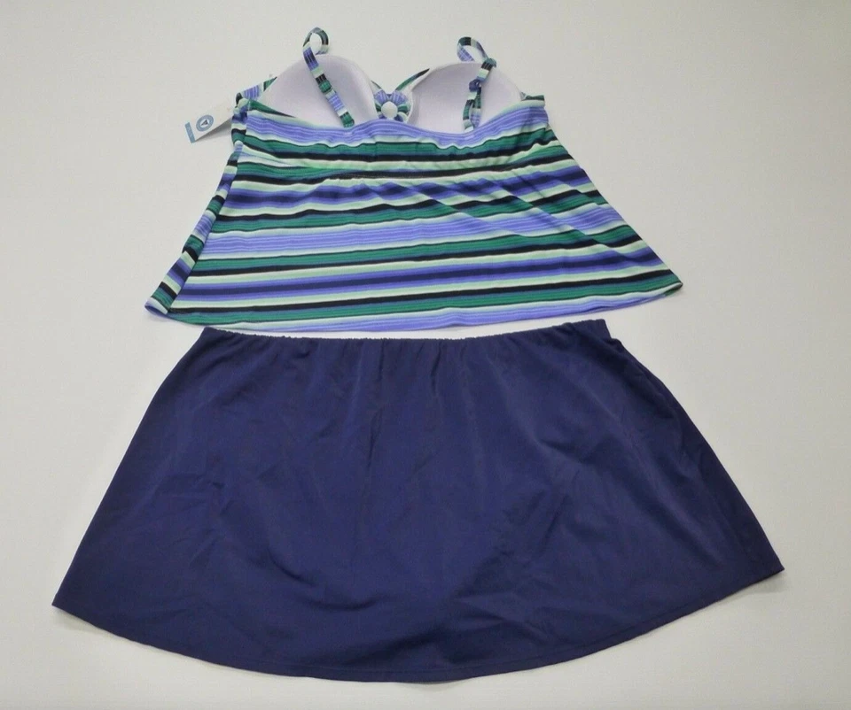 Traje de baño Tankini South Point a rayas para mujer Plus 22W púrpura nuevo con etiquetas Foto 2 de 4